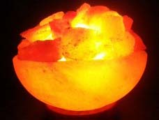 Round Himalayan Crystal Fire Bowl Salt Lamp, for Home Decoration, Style : Antique
