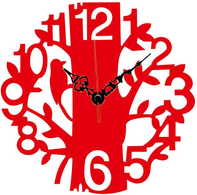 Contemprory Tree Designer Wall Clock, Color : red
