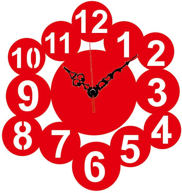 Numaric circling Designer Wall Clock -LaserCraftStore, Color : Red