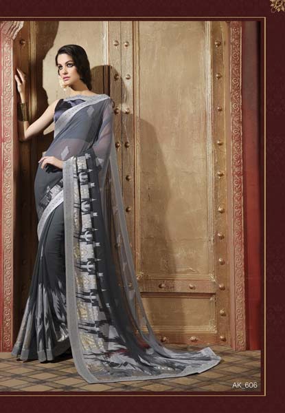 Radhika Fibers Black Color Brasso Saree with Designer Blause