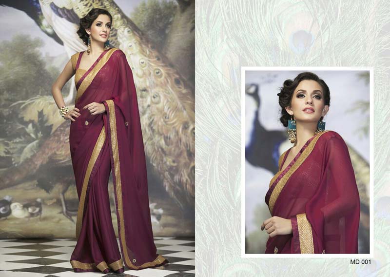 Radhika Fibers Brawn Color Pure Georgette Saree with Blause