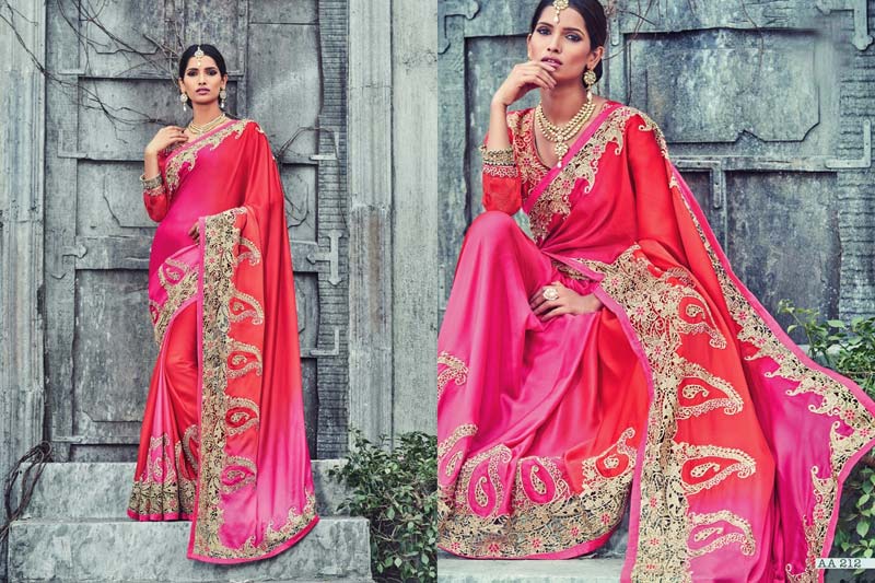 Radhika Fibers Dark Pink Color Raw Silk  Lehanga Saree with Blause