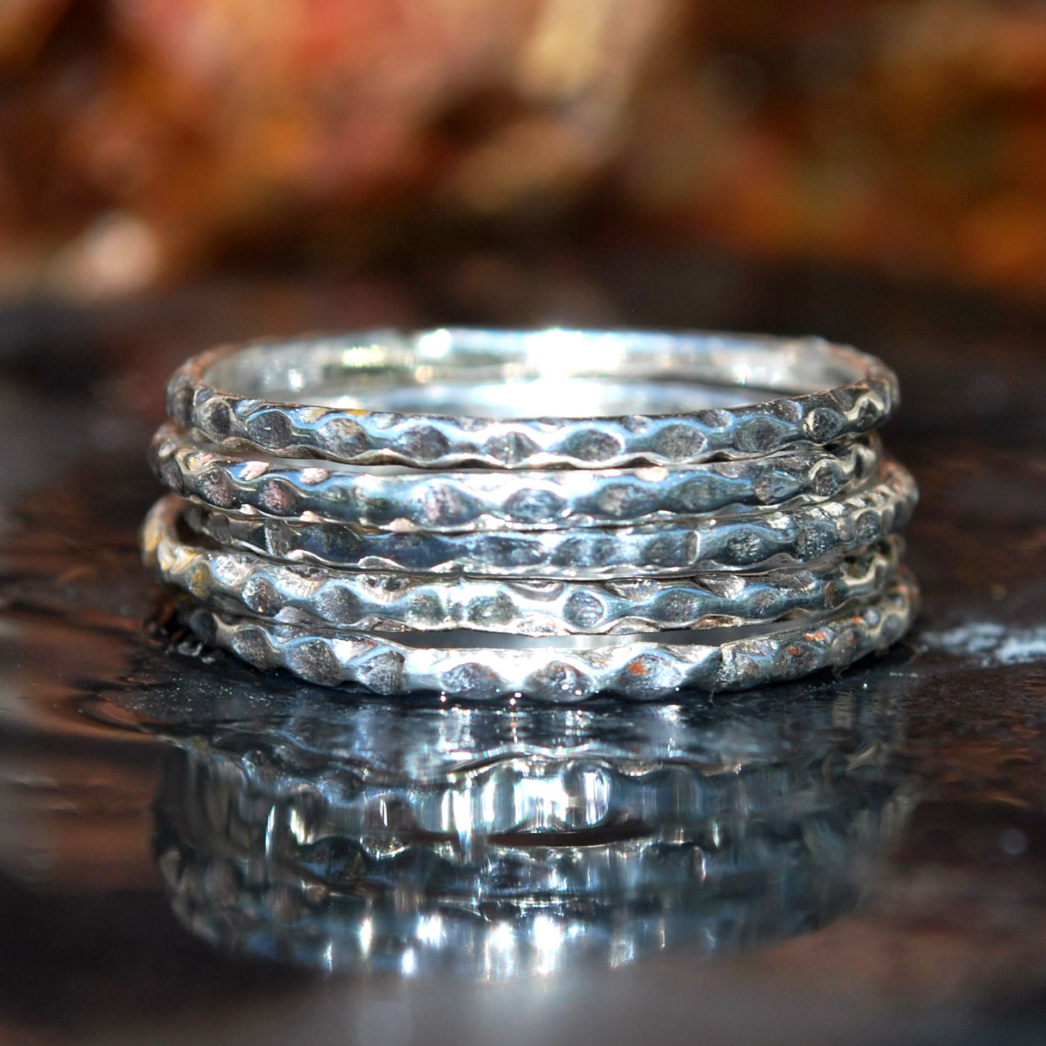 Patterned Silver Stacking Ring