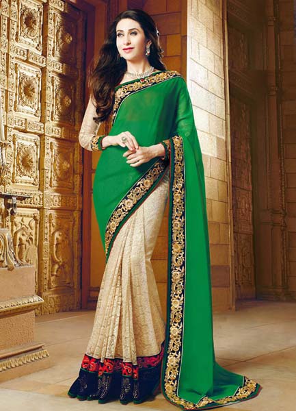 Latest Stylish Georgette Designer Saree With Beige Color - 9602