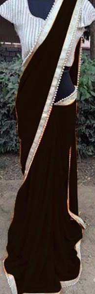 Georgette designer saree with Black color, Gender : Female