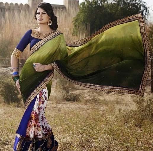 Latest Stylish Georgette Designer Saree With Multi Color - 9192