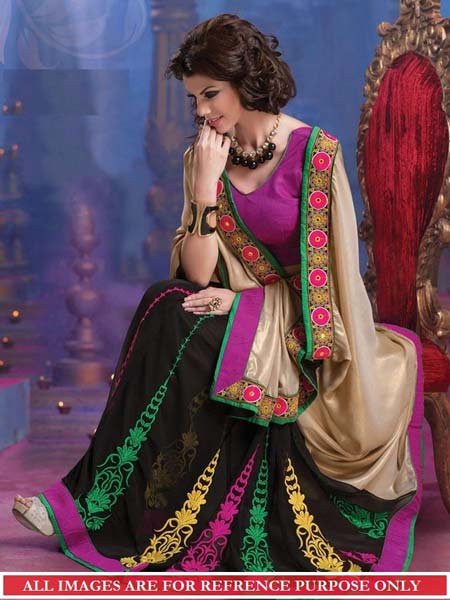 Latest Stylish Georgette Designer Saree With Multi Color - 9240