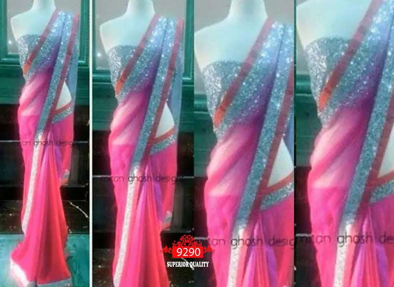 Net Designer Saree With Pink Color