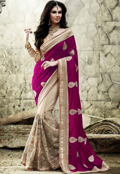 Stylish velvet designer saree