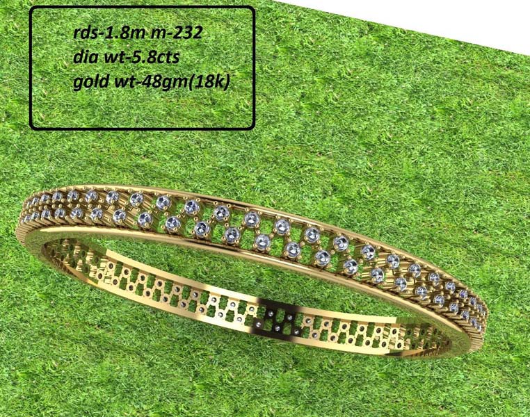 Studded Yellow Gold Bangle