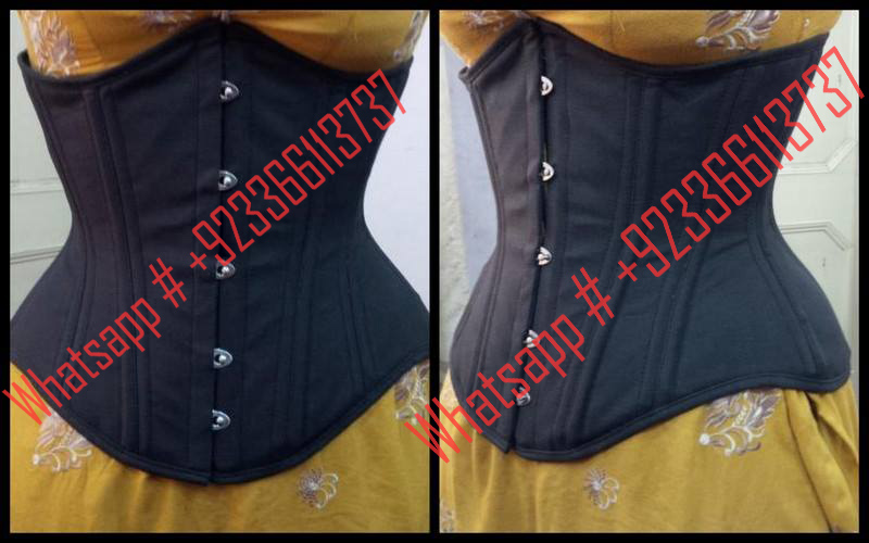 Black Cotton Underbust Waist Training Steel Boned Corsets Supplier
