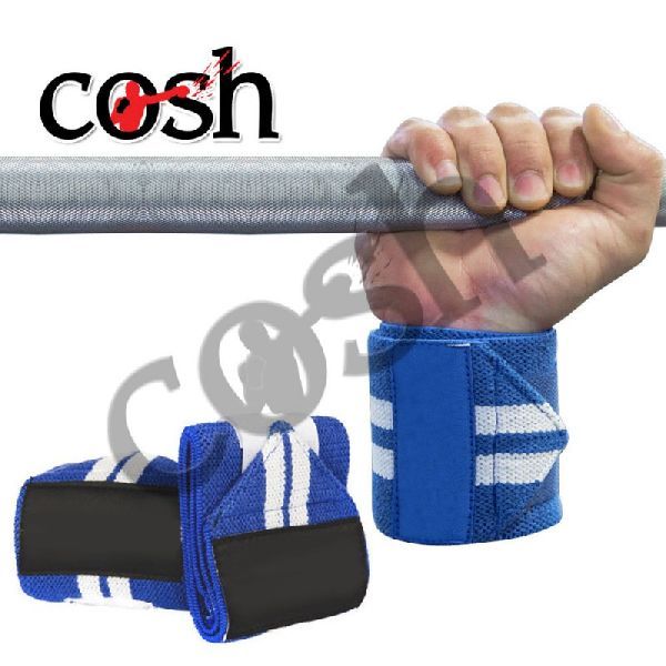 Blue & White Weightlifting Wrist Wrap