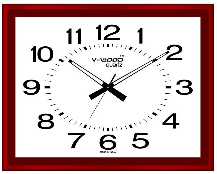 V-WOOD Reactangular Wooden Office Wall Clock (VQ-7027), for Home, Overall Dimension : 18 Inch x 24 Inch