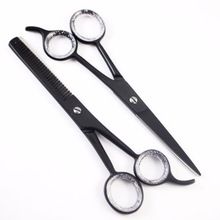 Black Color Hair Cutting & Thinning Scissors Set Barber Salon Scissors Set