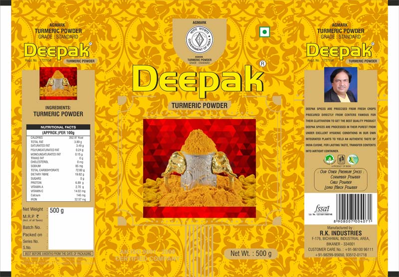 Deepak Turmeric Powder, Packaging Type : Cartoon