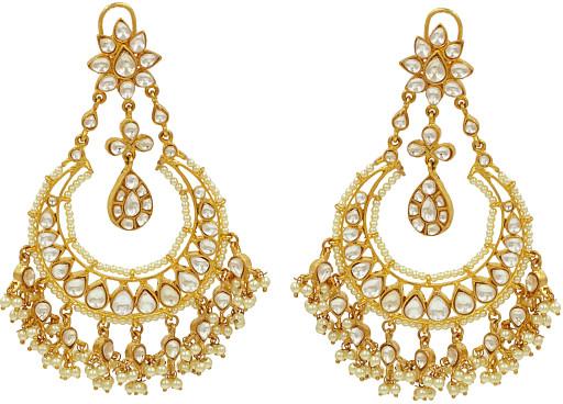 Golden Earring with White Kundan