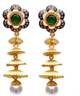 Golden Earrings with Pearl Bead At 750