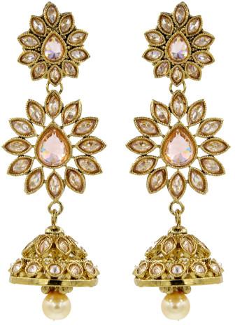 Golden Floral Jhumka Earrings