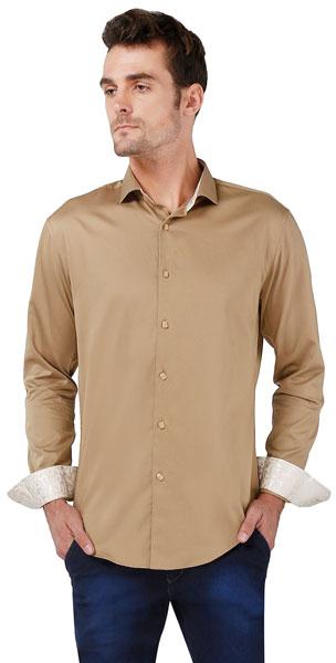 KARSCI Beige Textured Cotton Shirt, Size : M, L, XL, XXL, XXXL
