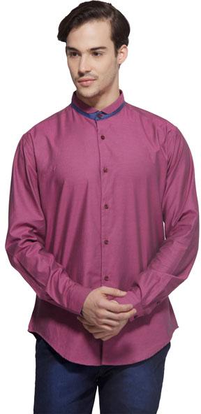 KARSCI Magenta Two-tone Cotton Shirt, Color : BLUE