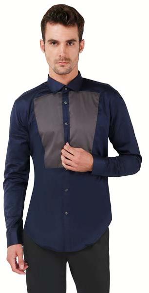 KARSCI full sleeve 100% cotton Navy Blue Patch-work Shirt, Gender : male