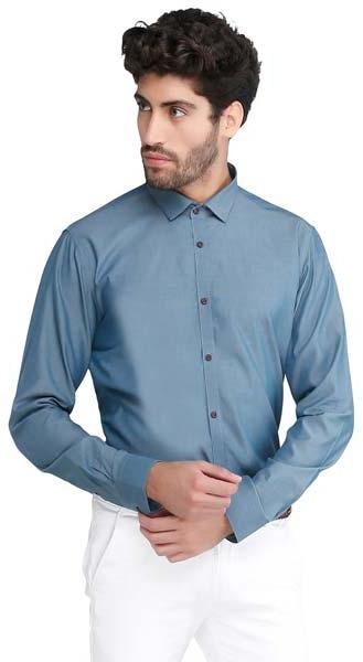 KARSCI full sleeve 100% cotton Two-tone Tencel Shirt, Gender : male