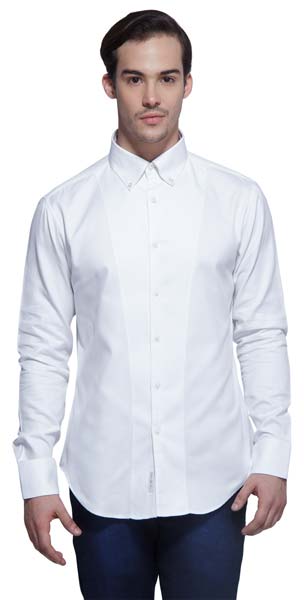 K 100% cotton White Shirt- Self Panelled, Gender : male