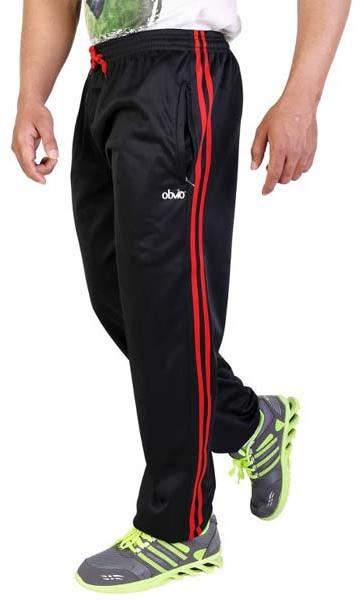 Obvio Men's Trackpant Black with Red Piping