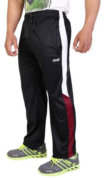 Obvio Men's Trackpant Black with White Piping