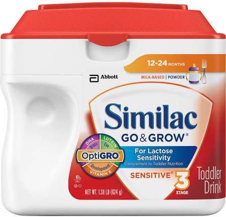 Similac Go & Grow Toddler Drink, Sensitive, Milk-Based Powder, Stage 3