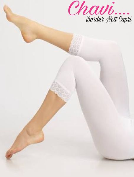 white capri leggings with lace
