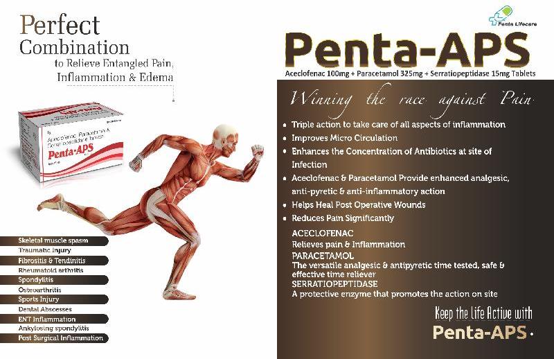 Penta APS (Aceclofenac 100 mg  + Paracetamol 325 mg + Serratiopeptidase 15 mg