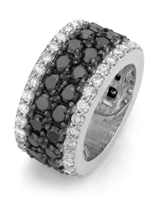 Black white diamond ring