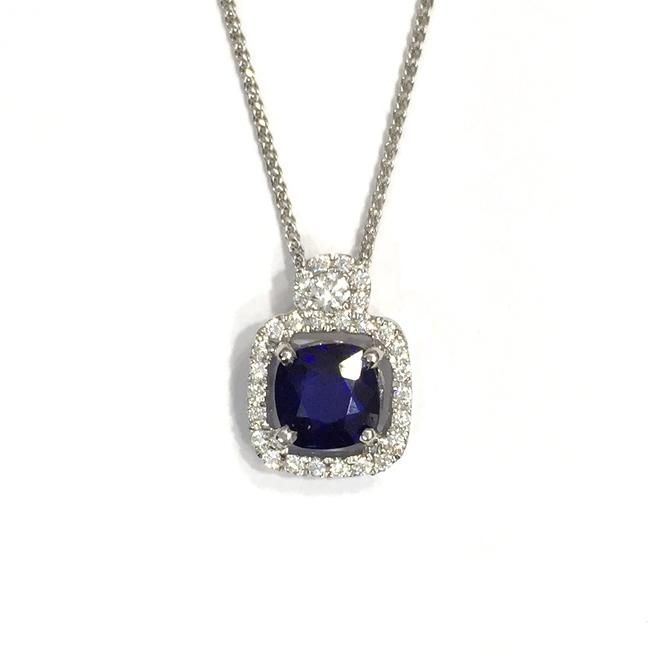 cushion cut blue sapphire pendant