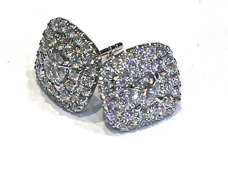cushion shaped pave diamond earrings