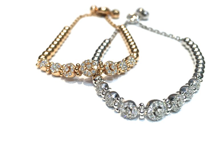 Diamond rose gold adjustable bracelets