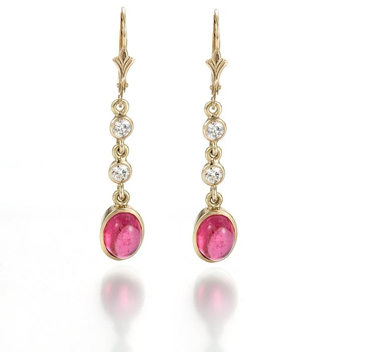 Elegant hot pink sapphire drop earrings