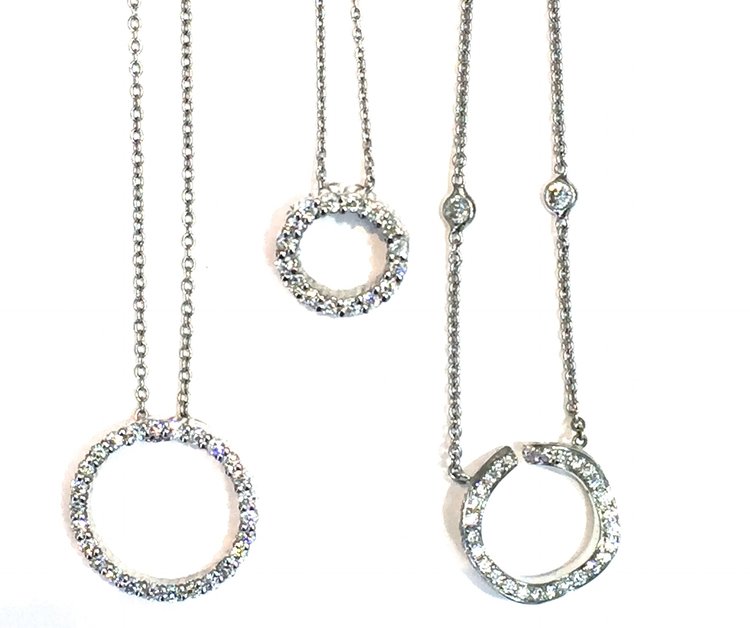 eternity circle diamond pendants