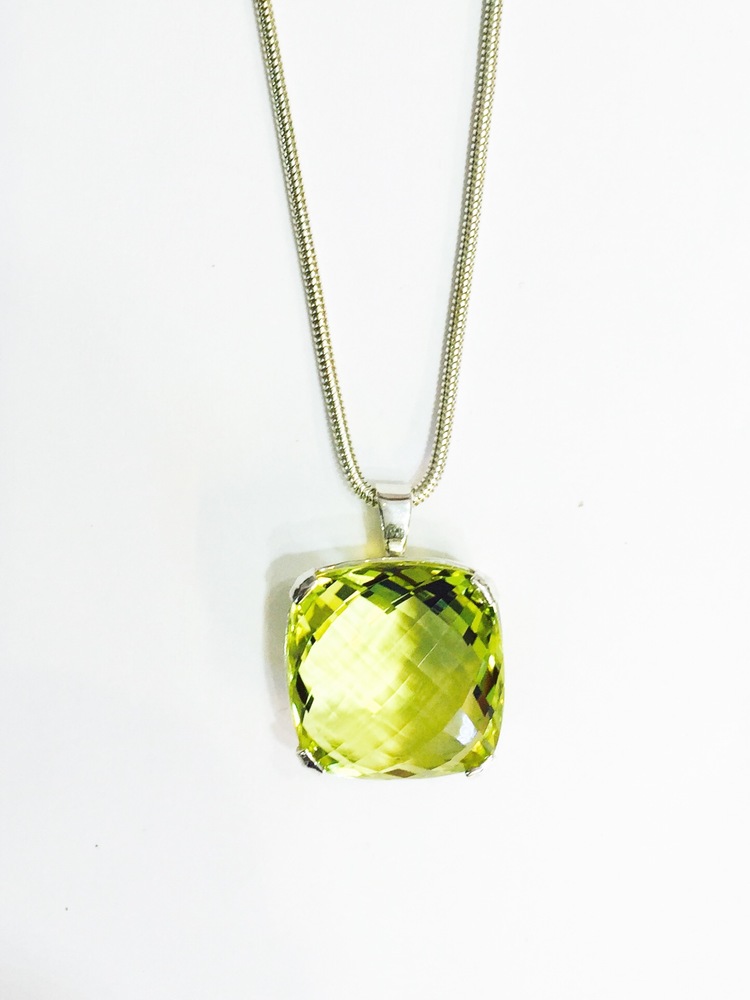 Lemon quartz pendant necklace