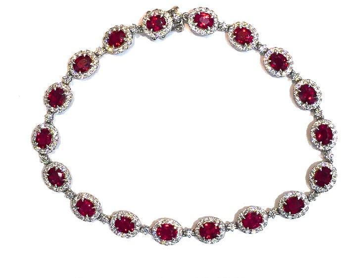 Oval ruby and diamond bracelet