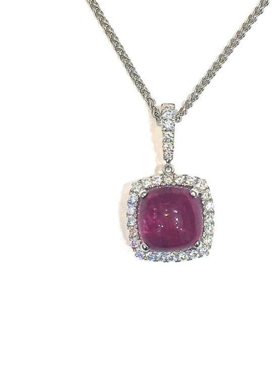 Pink tourmaline cab pendant