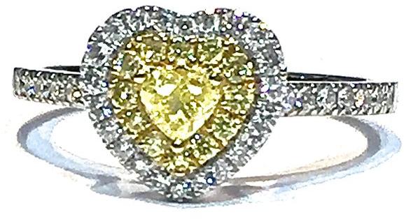 yellow diamond heart shaped ring
