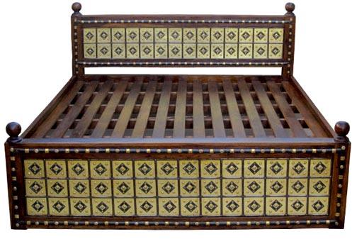 Wooden Bed  Brass Block