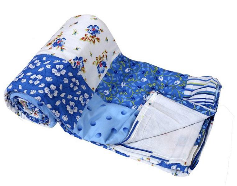 Blue Floral Print  Soft and Warm Micro Single Bed Blanket