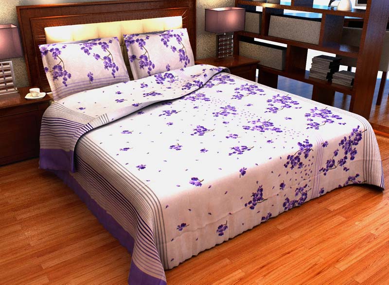 Factorywala  Cotton Romantic Floral Print Double Bed Sheet