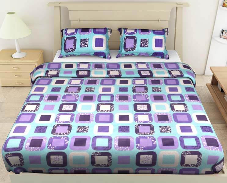 Factorywala Premium Cotton Checkered Print Double Bed Sheeet