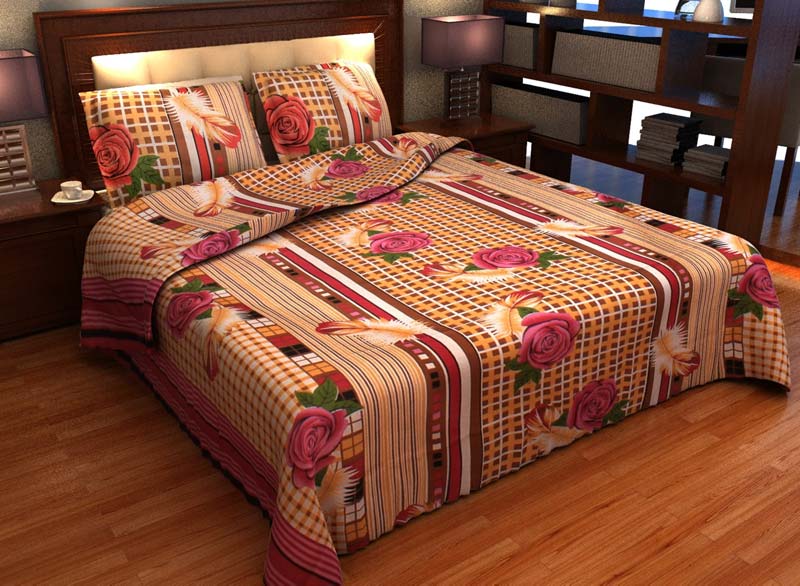 Factorywala Premium Cotton Floral Print Multi Colour Double Bed Sheet