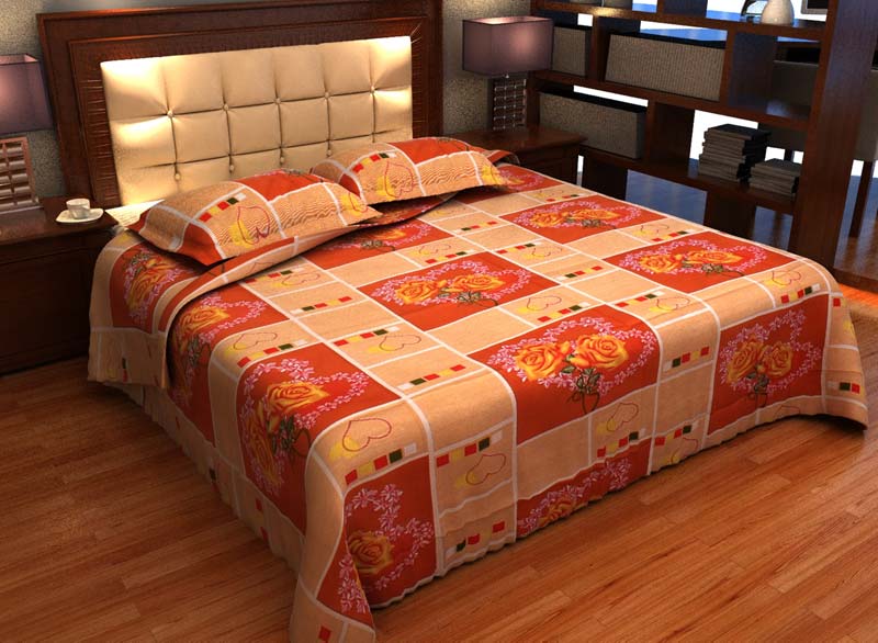 Factorywala Premium Cotton Floral Print Red Colour Double Bed Sheet
