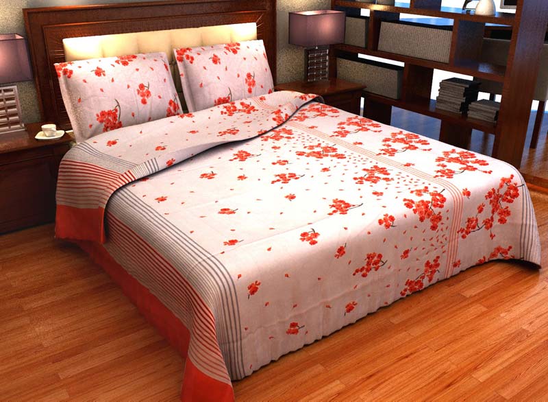 Factorywala Premium Cotton Romantic Floral Print Double Bed Sheet