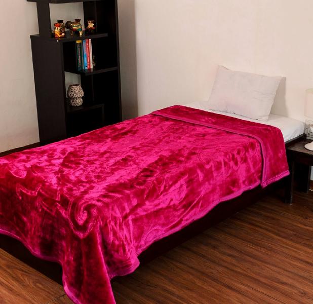 Mink Double Bed Floral Embossed Pink Blanket